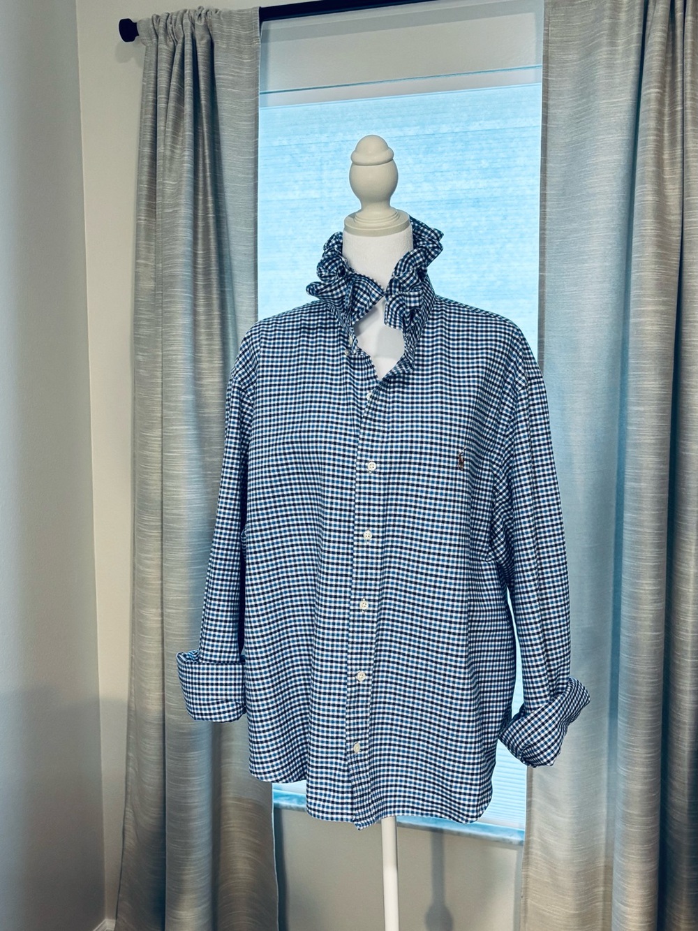 Classic Blue Refashioned plaid Ralph LaurenButton-Down Oxford Shirt for Women - Picture 3 of 10
